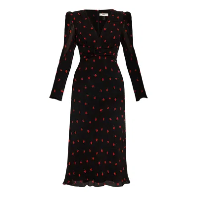 Nissa Women's Rose-print Viscose Midi Dress