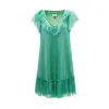 Nissa Women's Ruffle Trim Midi Dress Green In Green