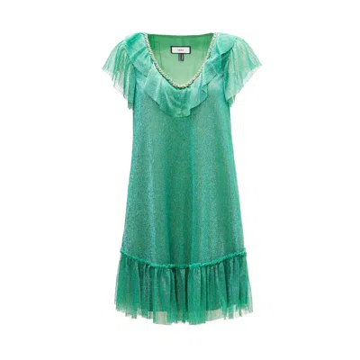Nissa Women's Ruffle Trim Midi Dress Green