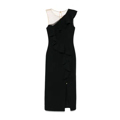 Nissa Women's Ruffled Midi Dress Black