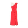 Nissa Ruffled Midi Dress In Red