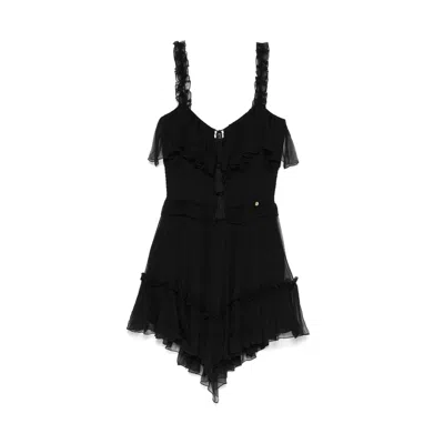 Nissa Women's Ruffled Silk Mini Dress Black