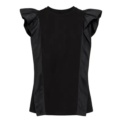 NISSA WOMEN'S RUFFLED TOP BLACK