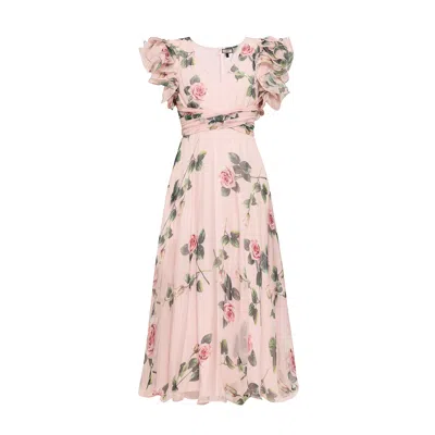 Nissa Women's Ruffle-detail Silk Midi Dress In Pink