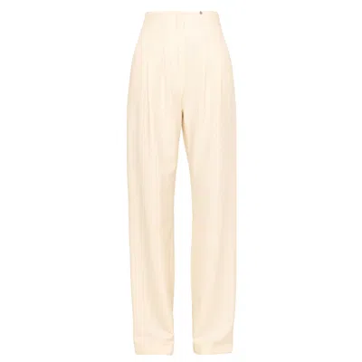 Nissa Women's Sequin-detail High-rise Pants White In Pink