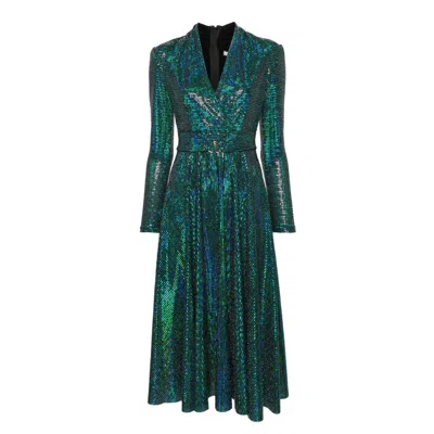 Nissa Women's Sequin-embellished Midi Dress Green