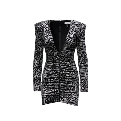 Nissa Women's Silver Printed Velvet Mini Dress