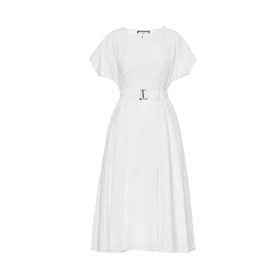Nissa Women's White Embroidered Cotton Dress