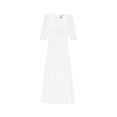 Nissa Women's White Floral-appliqué Mesh Dress