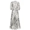 Nissa Floral-print Organza Midi Dress In White
