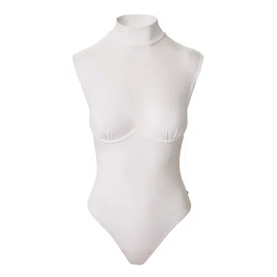 Nissa Women's White High-neck Bodysuit