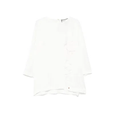 Nissa Women's White Ruffled Viscose Top