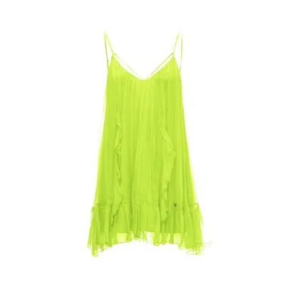 Nissa Women's Yellow / Orange Backless Silk Mini Dress Yellow In Yellow/orange