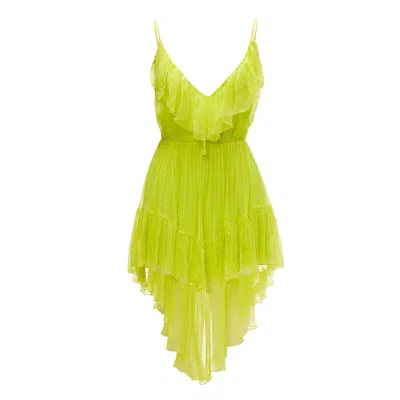 Nissa Women's Yellow / Orange Spaghetti Strap Silk Dress Yellow In Yellow/orange