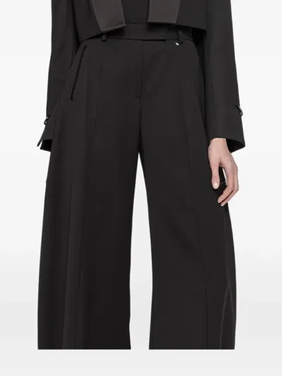 Nissa Wool Blend Barrel-leg Pants In Black