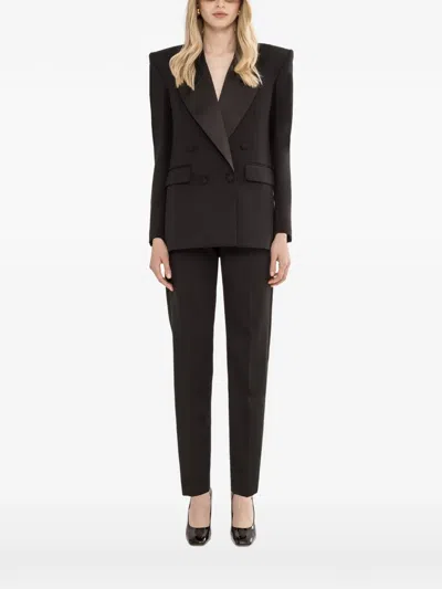 Nissa Wool Tuxedo Blazer In Black