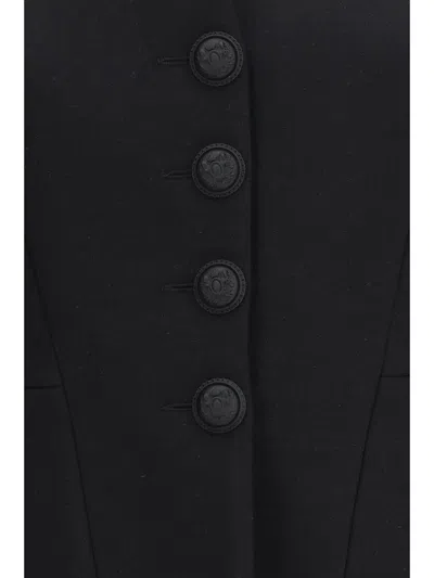 Nissa Wool-blend V-neck Jacket In Black
