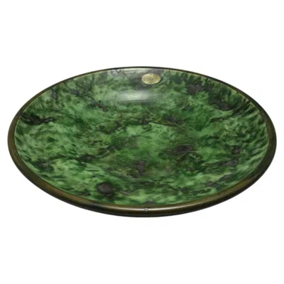 Pre-owned Nittsjo Keramik Nittsjö Sweden - Art Deco Green Glazed Ceramic Bowl, 1930s
