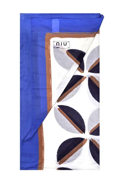 Niū Niu - Scarf - 470382 - Cream/blu In Panna/blu