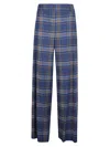 Niū Niu Wide Leg Checked Trousers In Blue
