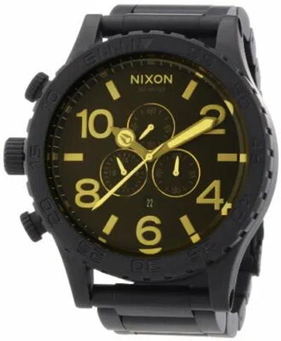 Pre-owned Nixon 51-30 All Black Dial Ss Chronograph Quartz Men's Watch A038-1354
