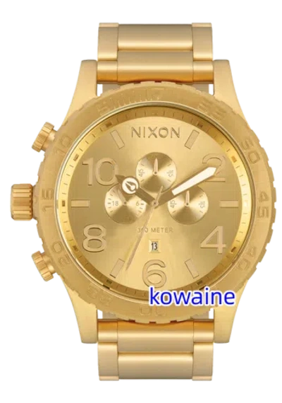 Pre-owned Nixon 51-30 Chrono - All Gold A1389-502-00 Chronograph Men's Watch Authentic