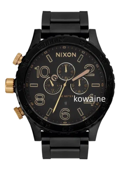 Pre-owned Nixon 51-30 Chrono - Matte Black / Gold A1389-1041-00 Chronograph Men's Watch