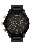 Nixon 51-30 Chronograph Bracelet Watch, 51mm In Matte Black/gold