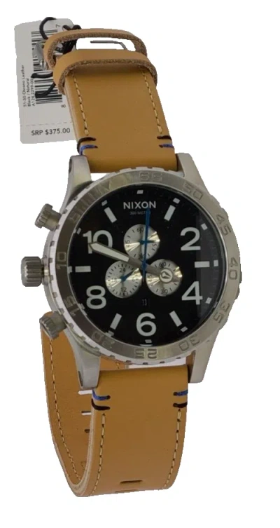 Pre-owned Nixon A1242299 Men's 51-30 Chrono Beige Leather Chronograph Watch