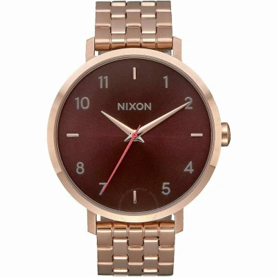 Nixon Arrow Quartz Watch A1090-2617-00 In Red   / Dark / Dark Red / Gold Tone / Rose / Rose Gold Tone