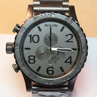 Pre-owned Nixon Authentic  Watch Mens 51-30 Chrono Gunmetal A0831062 Gift Fast Shipping