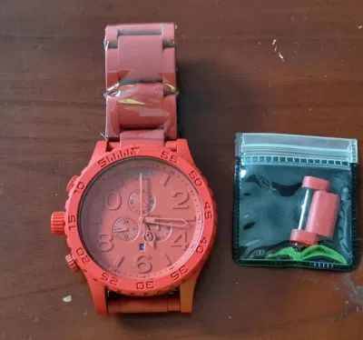 Pre-owned Nixon Brand Watch 51-30 All Red A083-514 Chrono Men A083191 5130