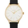 Nixon Clique Black Leather Gold Stainless Steel White Dial 38 Mm Watch A1250-1964-00 In Multi