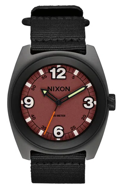 Nixon Clutch Webbing Strap Watch, 42mm In Brown
