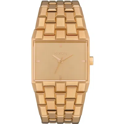 Pre-owned Nixon Condition  Ticket Ii Stainless Steel Womens Gold Watch A1262502-00
