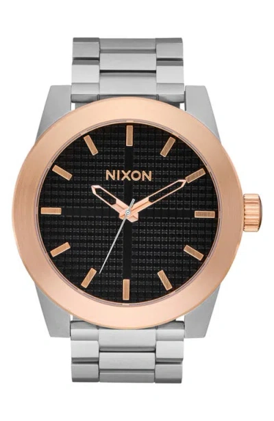 Nixon Corporal Two-tone Bracelet Watch, 48mm In Black