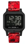 Nixon Heat Digital Rubber Strap Watch In Red