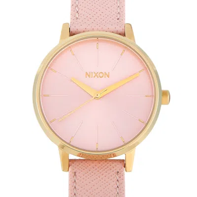 Nixon Kensignton Leather Gold-toned Stainless Steel Pale Pink 37 Mm Ladies Watch A1082813