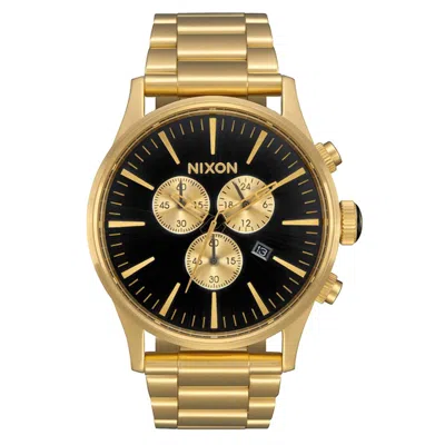 Nixon Men's Sentry Chrono Japanese Movement Watch In All Gold/black