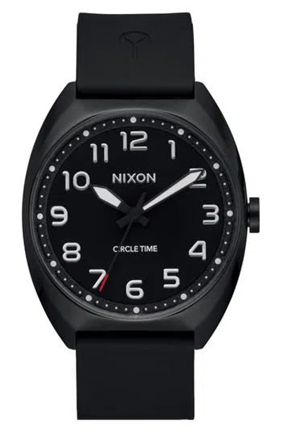 Nixon Mullet Silicone Strap Watch In Black