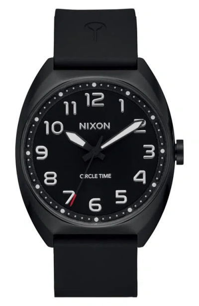 Nixon Mullet Silicone Strap Watch In Black/black