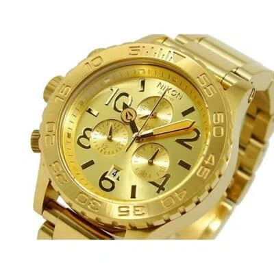 Pre-owned Nixon Watch 42-20 Chrono A037-502 All Gold A037502