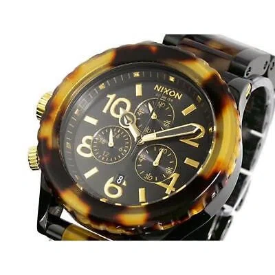 Pre-owned Nixon Watch 42-20 Chrono A037-679 All Black Tortoise A037679