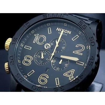 Pre-owned Nixon Watch 51-30 Chrono A083-1041 Matte Black Gold A0831041