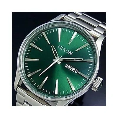 Pre-owned Nixon Watch The Sentry Ss Green Sunray Watch A356-1696 A3561696