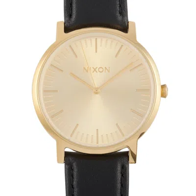 Nixon Porter Leather All Gold/black 40mm Stainless Steel Watch A1058-510