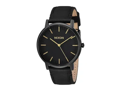 Nixon Porter Leather Watches All Black/gold: One Size
