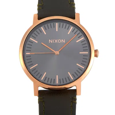 Nixon Porter Rose Gold Toned Gunmetal Dial Watch A1058 2441 In Multi