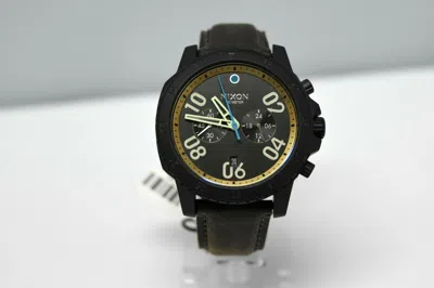 Pre-owned Nixon Ranger Chrono Leather Black Brass Brown A940 2209-00 $375 Watch