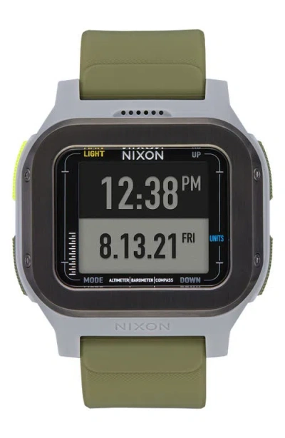 Nixon Regulus Expedition Silicone Strap Digital Chronograph Watch, 47.5mm In Gray
